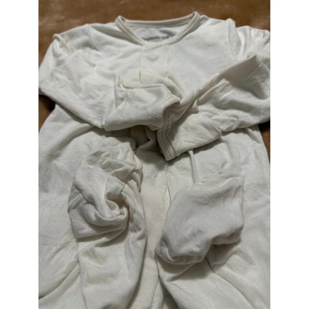 Magnetic Me Cream White Modal Magnetic Footie Sleeper 3-6 Months Baby Pajamas